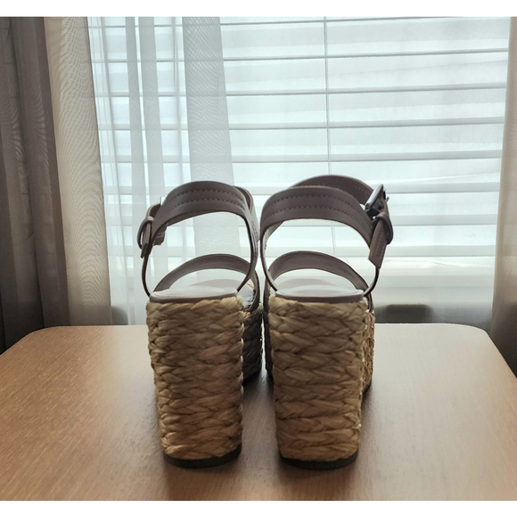 Marc Fisher Women Braided Raffia Chunky Platform Sandals 9.5 M Tan Beige - Picture 10 of 16